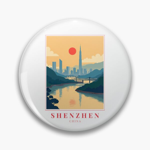Item preview, Shenzhen China Illustration – Futuristic Skyline, Urban Streets & Coastal Energy designed and sold by MapMyMiles.