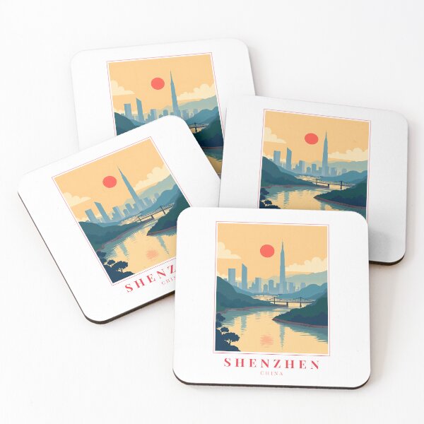 Item preview, Shenzhen China Illustration – Futuristic Skyline, Urban Streets & Coastal Energy designed and sold by MapMyMiles.