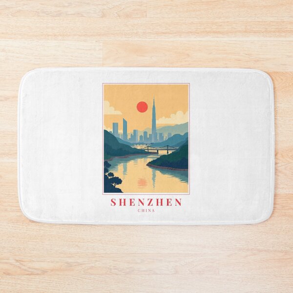Item preview, Shenzhen China Illustration – Futuristic Skyline, Urban Streets & Coastal Energy designed and sold by MapMyMiles.