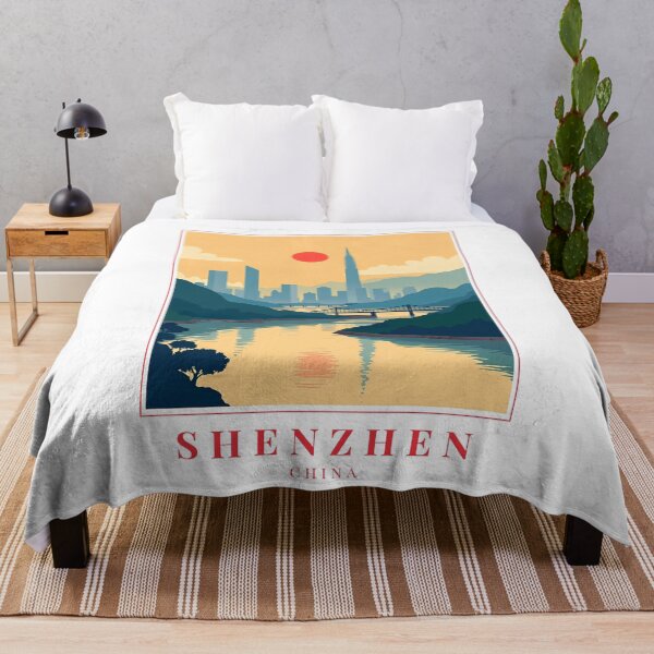 Item preview, Shenzhen China Illustration – Futuristic Skyline, Urban Streets & Coastal Energy designed and sold by MapMyMiles.
