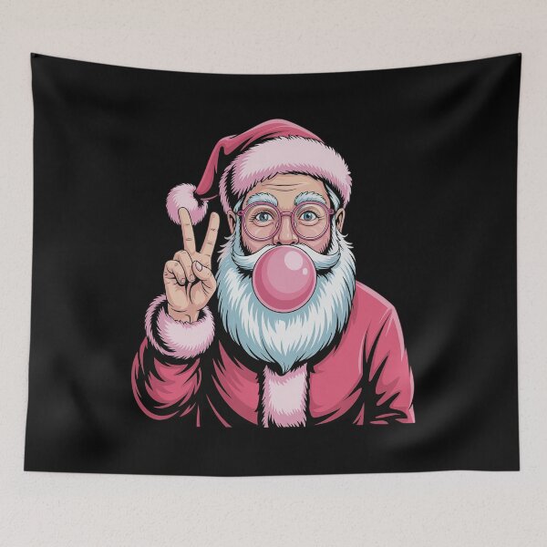 Item preview, Christmas Peace Sign Hand Santa Claus Pink Bubble Gum Xmas designed and sold by ticlitule.