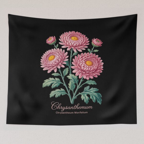 Item preview, Chrysanthemum Flower Scientific Name Illustration Flowers designed and sold by ticlitule.