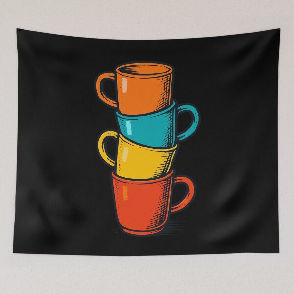 Item preview, Colorful Coffee Stacked Cups Art Design designed and sold by LuminOrb.