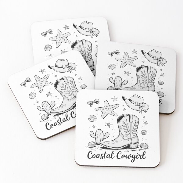 Item preview, Coastal Cowgirl Western Beach Boots Seashell Starfish Cactus designed and sold by tabdejinti.