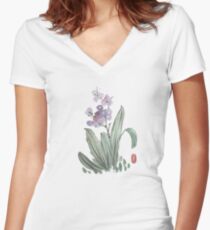 purple berries Women's Fitted V-Neck T-Shirt