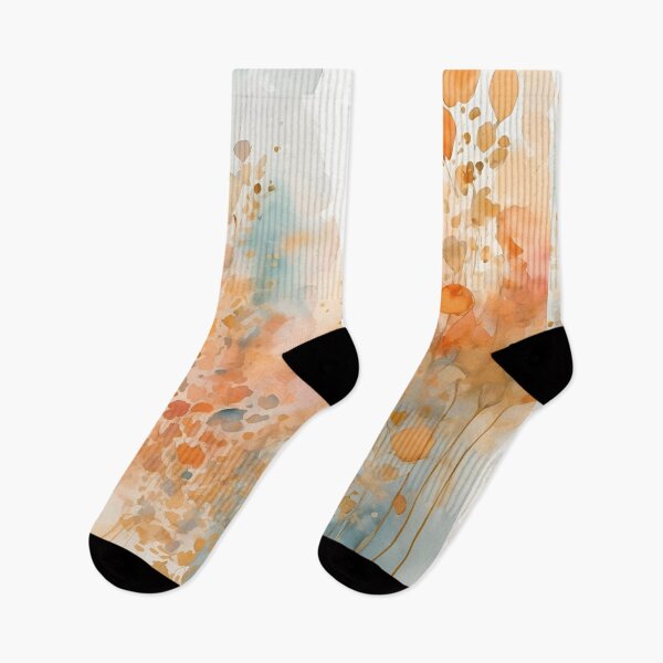 Item preview,   Watercolor Florals Pattern Pastel Gold  Blue Orange,  Feminine Romantic Elegant Pattern designed and sold by KolorellaS.