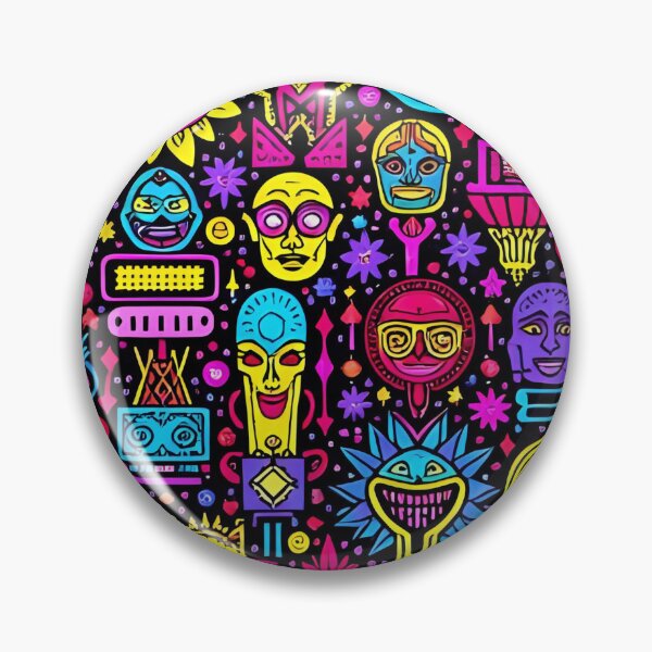 Item preview, Neon Doodle Faces – Vibrant Street Art Pattern designed and sold by reeccou.