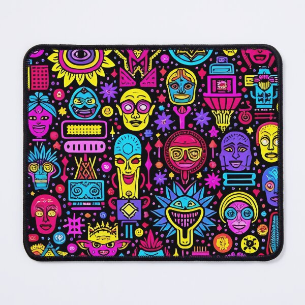 Item preview, Neon Doodle Faces – Vibrant Street Art Pattern designed and sold by reeccou.