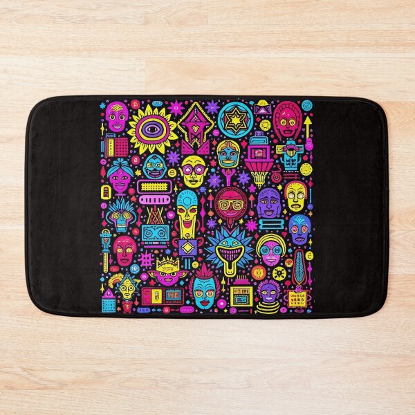 Item preview, Neon Doodle Faces – Vibrant Street Art Pattern designed and sold by reeccou.