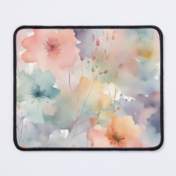 Item preview, Watercolor Florals Pattern Pastel Gold Blue Pink, Feminine Romantic Elegant Pattern designed and sold by KolorellaS.