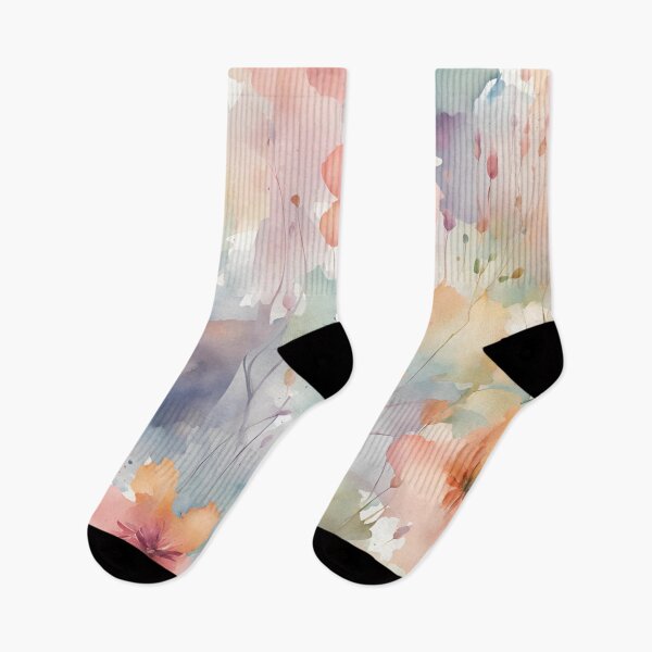 Item preview, Watercolor Florals Pattern Pastel Gold  Blue Pink,  Feminine Romantic Elegant Pattern designed and sold by KolorellaS.