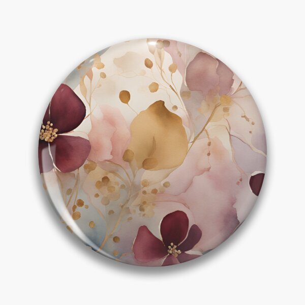Item preview,  Watercolor Florals Pattern  Gold  Burgundy,  Feminine Romantic Elegant Pattern designed and sold by KolorellaS.