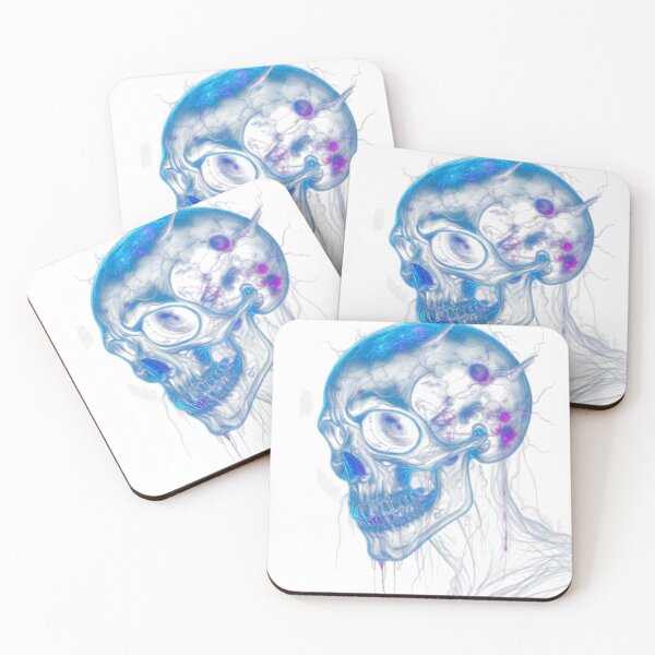 Item preview, Neon Blue Skull Art - Spooky Halloween Glow Design designed and sold by BSL-STORE.