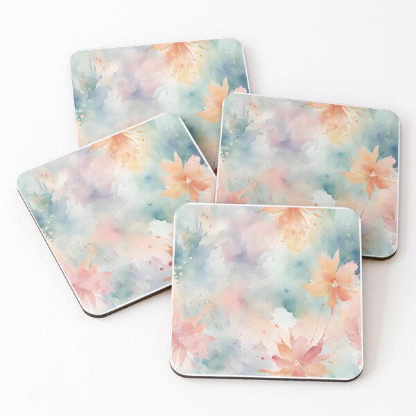 Item preview,  Watercolor Florals Pattern Pastel Gold  Blue Pink,  Feminine Romantic Elegant Pattern designed and sold by KolorellaS.