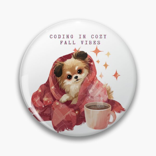 Item preview, Cozy Fall Coding Puppy with Coffee and Blanket designed and sold by Anastasiia Yurevych.