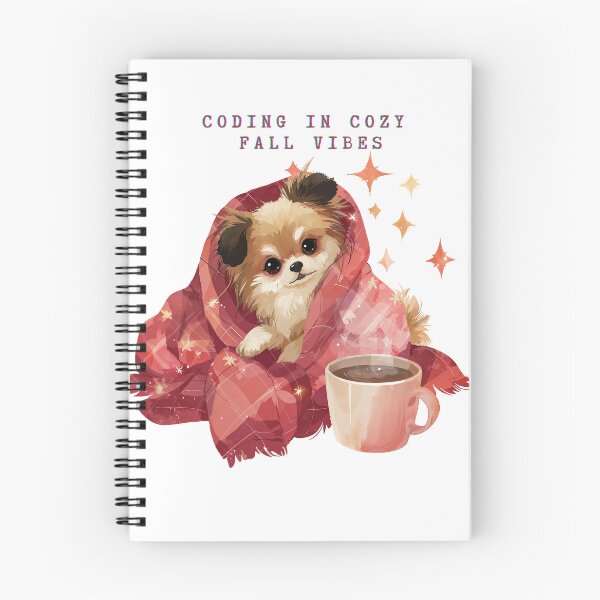 Item preview, Cozy Fall Coding Puppy with Coffee and Blanket designed and sold by Anastasiia Yurevych.