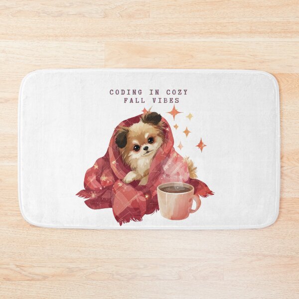 Item preview, Cozy Fall Coding Puppy with Coffee and Blanket designed and sold by Anastasiia Yurevych.