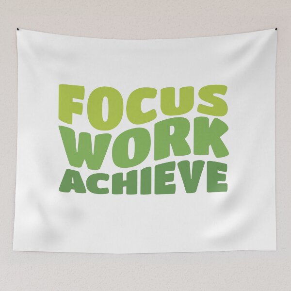 Item preview, Focus Work Achieve Wavy Text Design | Motivational Retro Wave Typography | Positive Quote Graphic designed and sold by PnrArtDesign.