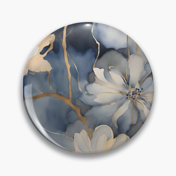 Item preview,  Watercolor Florals Pattern Gold Grey Blue,  Feminine Romantic Elegant Pattern designed and sold by KolorellaS.