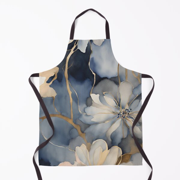 Item preview, Watercolor Florals Pattern Gold Grey Blue, Feminine Romantic Elegant Pattern designed and sold by KolorellaS.