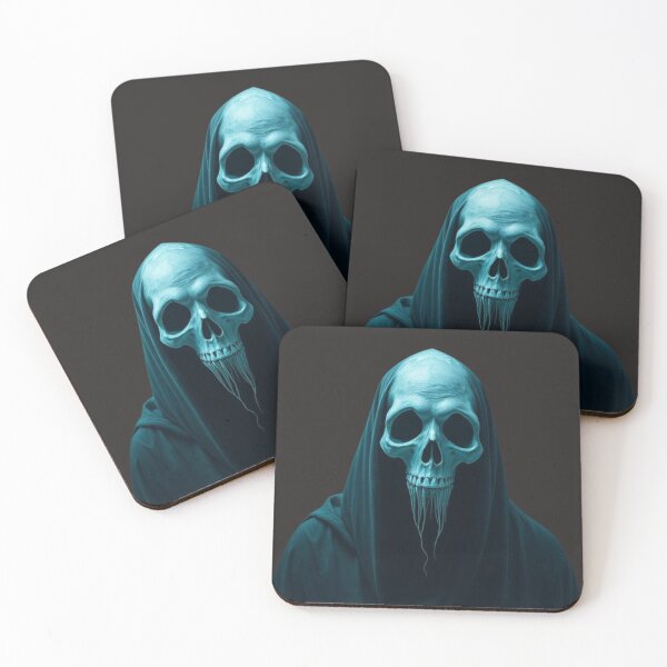 Item preview, Neon Blue Grim Reaper Skull - Halloween Horror Art designed and sold by BSL-STORE.
