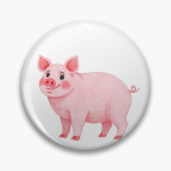 Artikelvorschau, Lächelndes rosa Schwein – Niedliche Bauernhoftierillustration entworfen und verkauft von The Sandy Design Store.
