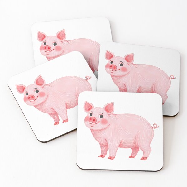 Artikelvorschau, Lächelndes rosa Schwein – Niedliche Bauernhoftierillustration entworfen und verkauft von Sandy's Cheeky Studio.