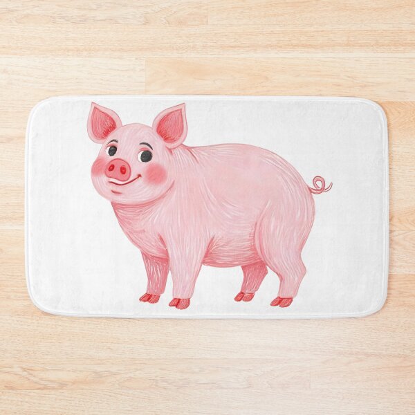 Artikelvorschau, Lächelndes rosa Schwein – Niedliche Bauernhoftierillustration entworfen und verkauft von Sandy's Cheeky Studio.