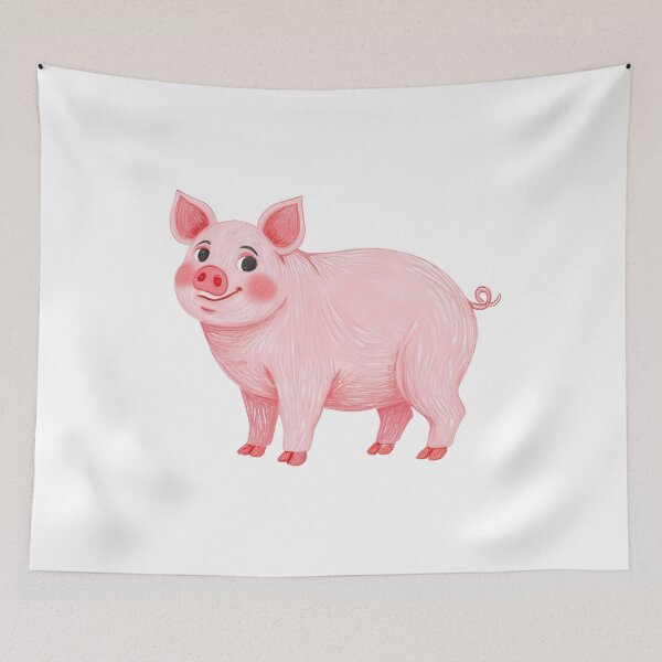 Artikelvorschau, Lächelndes rosa Schwein – Niedliche Bauernhoftierillustration entworfen und verkauft von Sandy's Cheeky Studio.