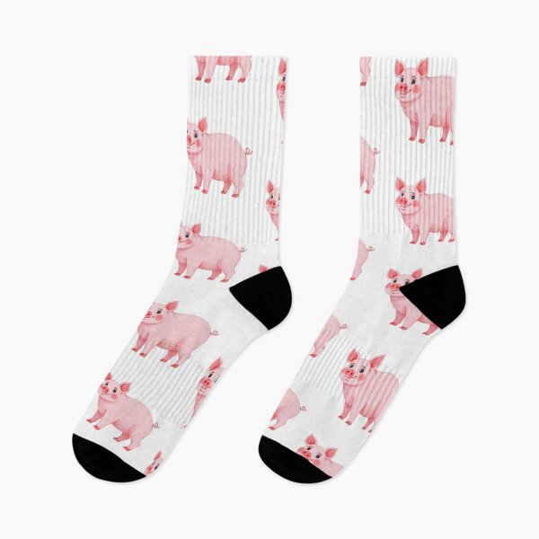 Artikelvorschau, Lächelndes rosa Schwein – Niedliche Bauernhoftierillustration entworfen und verkauft von The Sandy Design Store.