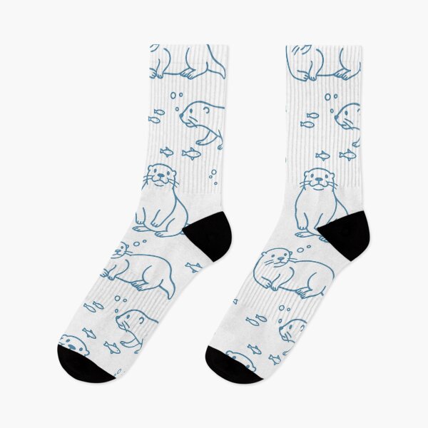 Item preview, Cute Otter Illustration, Minimalist Line Art of Playful Otters with Fish and Bubbles designed and sold by station-one.