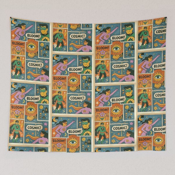 Item preview, Superhero Duo – Eclectic Comic Page with Cosmic Powers designed and sold by HealerMoonHuntressDesigns.