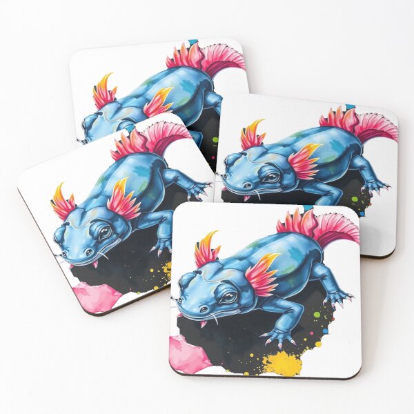 Item preview, Cute Blue Kawaii Axolotl Watercolor Illustration, Adorable Pink Gills Fantasy Amphibian Art Print designed and sold by EllDAV777.