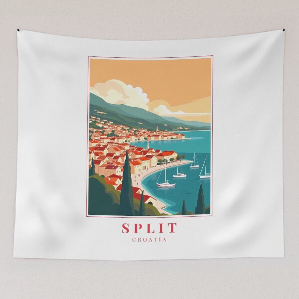 Item preview, Split Croatia Illustration – Historic Skyline, Coastal Streets & Roman Heritage designed and sold by MapMyMiles.