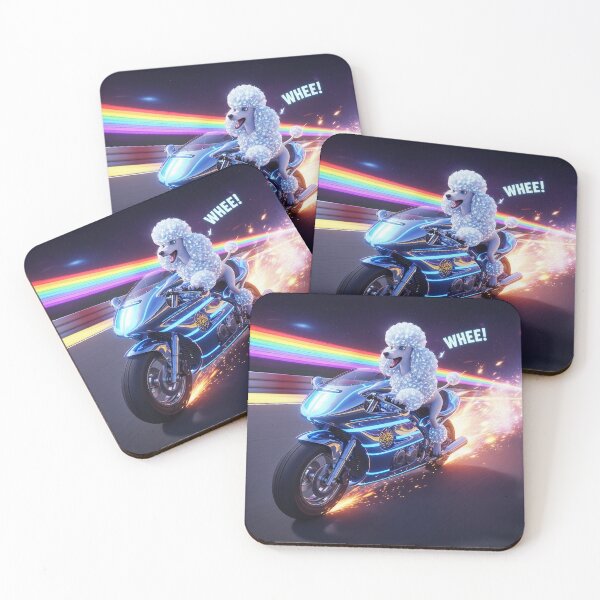 Item preview, Racing Poodle on Neon Motorcycle designed and sold by Dog Art Studio.