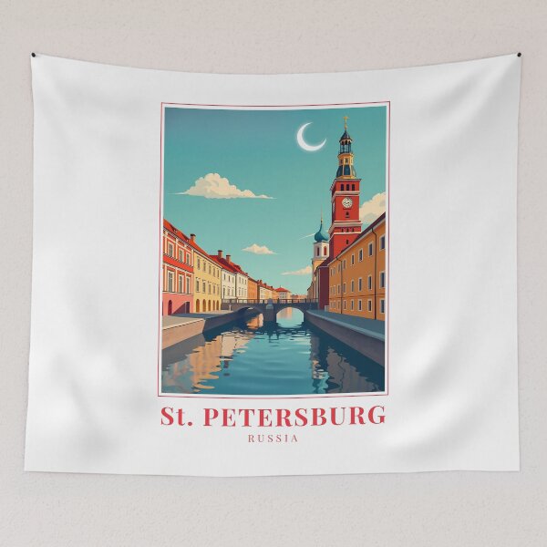 Item preview, St. Petersburg Russia Illustration – Historic Skyline, Imperial Streets & Winter Charm designed and sold by MapMyMiles.