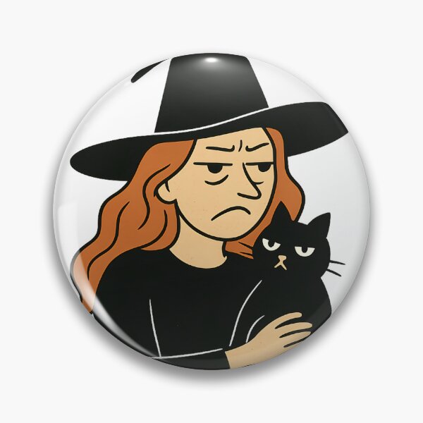 Item preview, Resting Witch Face with Black Cat – Funny Halloween Illustration designed and sold by Herundros.