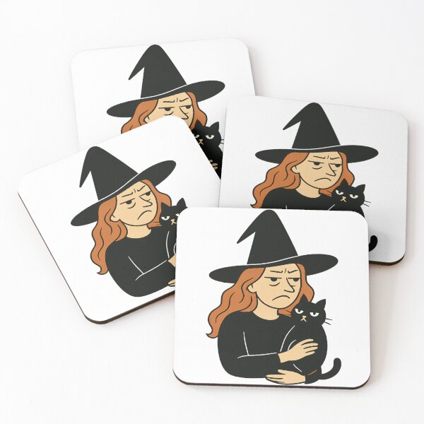 Item preview, Resting Witch Face with Black Cat – Funny Halloween Illustration designed and sold by Herundros.