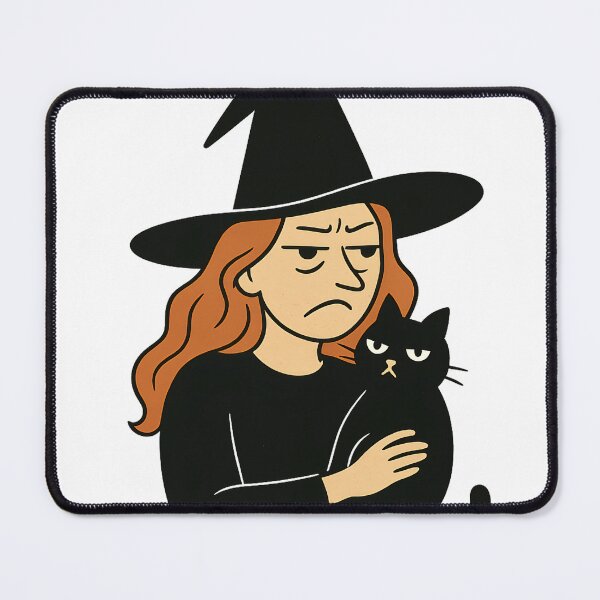Item preview, Resting Witch Face with Black Cat – Funny Halloween Illustration designed and sold by Herundros.