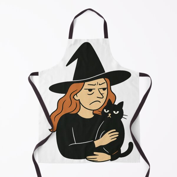 Item preview, Resting Witch Face with Black Cat – Funny Halloween Illustration designed and sold by Herundros.