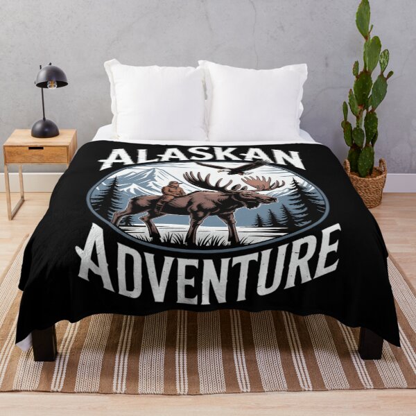 Item preview, Alaskan Adventure Bigfoot Riding Moose Funny Outdoor Alaska designed and sold by ValerieRodrigue.