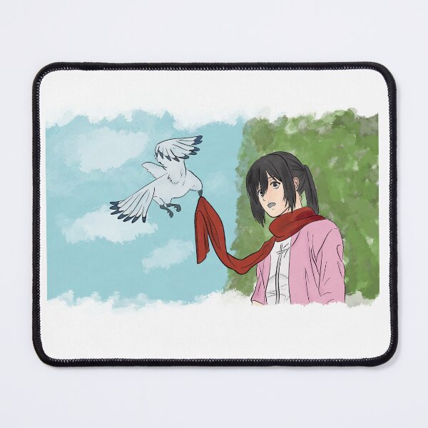 Aperçu de l'œuvre Mikasa et Eren Bird avec arrière-plan créée et vendue par Kumquat-Lemon.