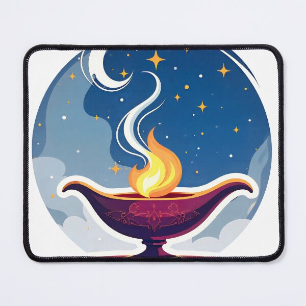 Item preview, Colorful lamp with flame and smoke against a starry night sky background designed and sold by SpaceartLilu.