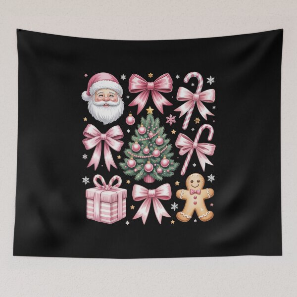 Item preview, Cute Coquette Bow Pink Christmas Tree Santa Gingerbread Xmas designed and sold by JulienAureo.