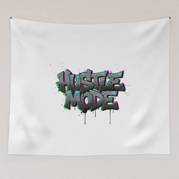 Item preview, HUSTLE MODE Graffiti Streetwear Typography – Neon Spray Paint Urban Design designed and sold by Happyfreedom.