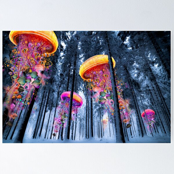 New Winter Forest of Electric Jellyfish Worlds Poster