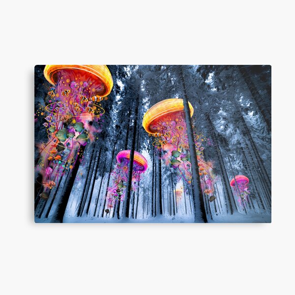 New Winter Forest of Electric Jellyfish Worlds Metal Print