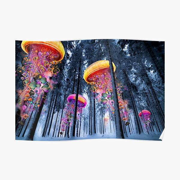 New Winter Forest of Electric Jellyfish Worlds Poster