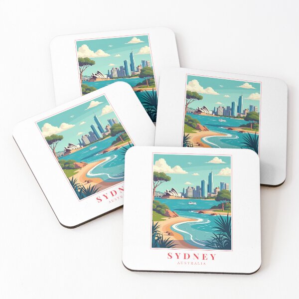 Item preview, Sydney Australia Illustration – Coastal Skyline, Urban Landmarks & Harbor Charm designed and sold by MapMyMiles.