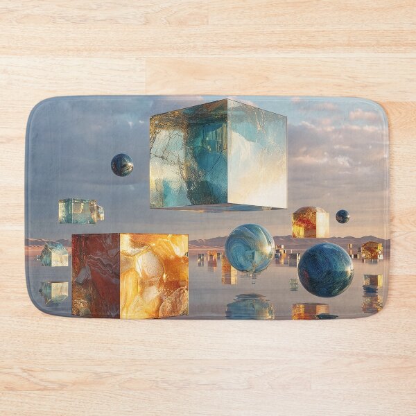 Item preview, Surreal Floating Cubes And Spheres With Reflective Water Surface designed and sold by Jirka Svetlik, Studio Illuvision.